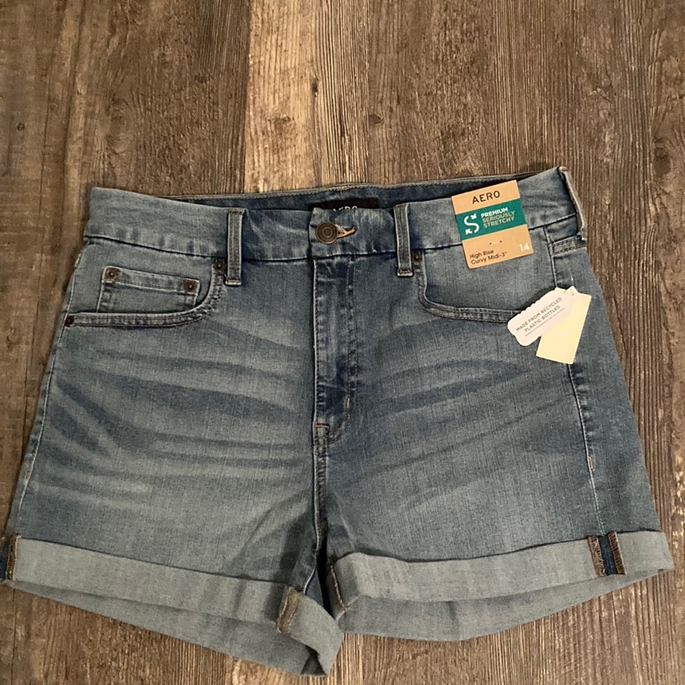 Aero high rise curvy denim shorts size 14 new women